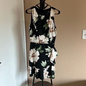 Aqua sleeveless floral midi